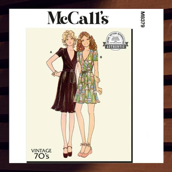Sewing Pattern for Womens Knit Wrap Dress - Size 6-14 or 16-24 - UNCUT F/F  - Authentic 1970s Reproduction Mccalls 8379 M8379 - Etsy