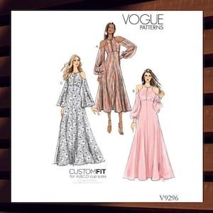 Sewing Pattern for Womens Dress - Size 6 8 10 12 14 or 14 16 18 20 22 Floor or Tea Length Evening Gown - UNCUT F/F - Vogue 9296 V9296