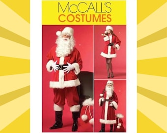 Patrón de costura para disfraz de Papá Noel para hombre - Tallas S, M, L o XL, 2X, 3X - Abrigo, pantalón, sombrero, bolso, cubrebotas, cinturón y barba - SIN CORTAR - McCalls 5550 M5550