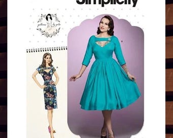 Simplicity 9296 Vintage Style Dress Sewing Pattern 14-22 Patterns