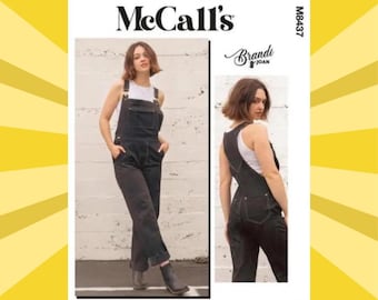 Sewing Pattern for Womens Bib Overalls w/Buckles - Size 6 8 10 12 14 or 16 18 20 22 24 - Uncut F/F - McCalls 8437 M8437