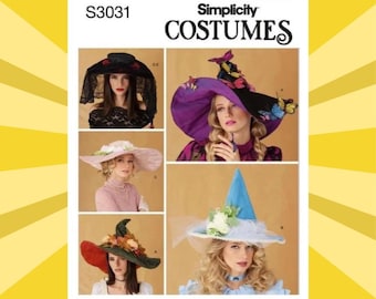 Sewing Pattern for Womens Costume Hats - One Size - Historical, Theater, Witch, Wizard - UNCUT F/F - Simplicity 3031 S3031