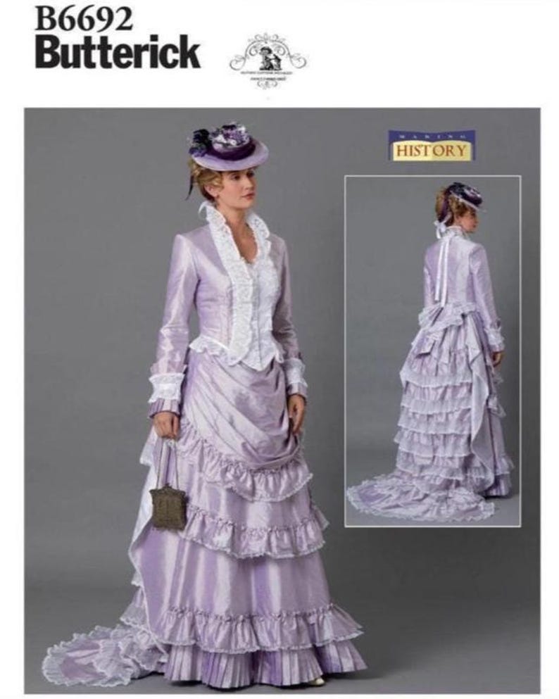 Butterick B6692 Misses Making History Victorian Boned Jacket and Maxi Skirt with Train Costume. Paper Sewing Pattern, New, Uncut, Factory Folded