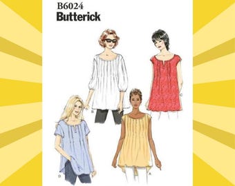 Sewing Pattern for Womens Tops - Size XS S M (4-14) or L XL XXL (16-26) Pullover w/Sleeve Options - Uncut F/F - Butterick 6024 B6024