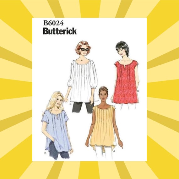 Sewing Pattern for Womens Tops - Size XS S M (4-14) or L XL XXL (16-26) Pullover w/Sleeve Options - Uncut F/F - Butterick 6024 B6024