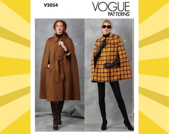 Sewing Pattern for Womens Capes - Size XS S M L XL 2XL (4-26) in 2 Lengths with Belt - Uncut F/F - Vogue 2054 V2054