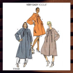 Very Easy Sewing Pattern for Womens Coats - Size XS S M (4-14) or L XL 2XL (16-26) - Uncut F/F - Vogue 9340 V9340