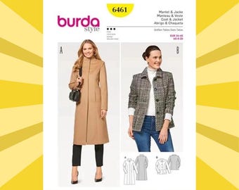 Sewing Patterns for Womens Coats and Jackets - Size 8 10 12 14 16 18 20 (EUR 34-46) - UNCUT F/F - Burda 6461