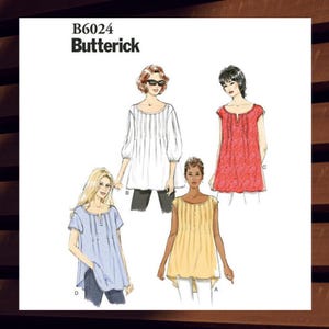 Sewing Pattern for Womens Tops - Size XS S M (4-14) or L XL XXL (16-26) Pullover w/Sleeve Options - Uncut F/F - Butterick 6024 B6024