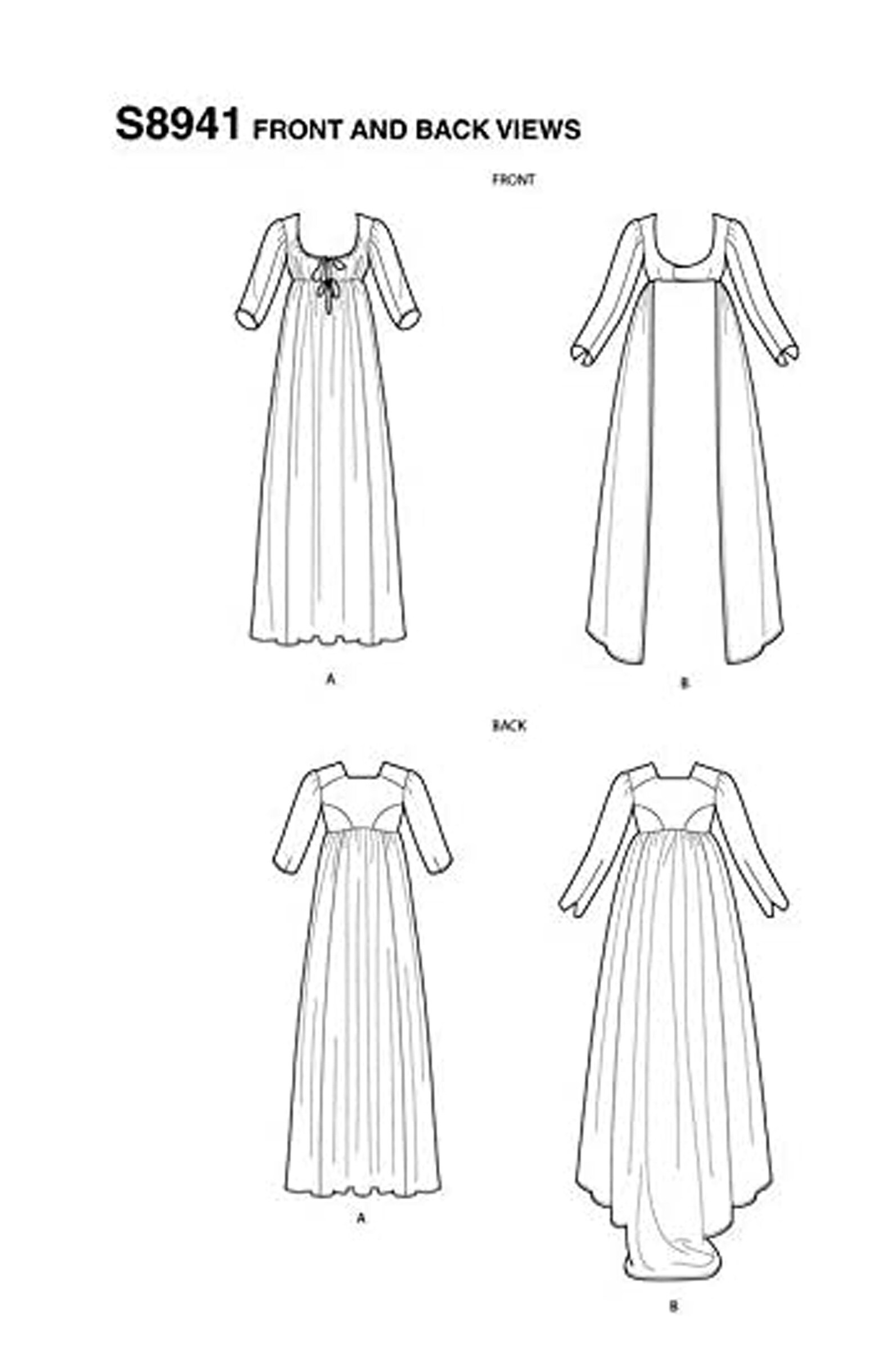 Simplicity Ladies Regency Gown and Robe Costume Pattern S8941 Etsy UK