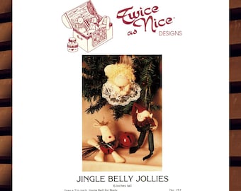 UNCUT F/F Sewing Pattern for Large Jingle Bell Reindeer, Elf or Angel Ornaments - Jingle Belly Jollies #157