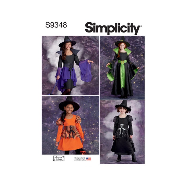 Kids Witch Costumes Sewing Pattern Simplicity S9348 Size Etsy