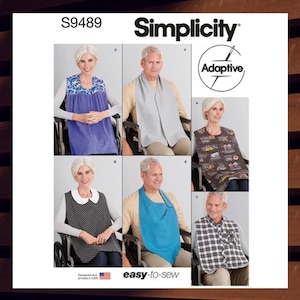 Very Easy Sewing Pattern for Men and Womens Clothing Protectors, Adaptive Adult Bibs - One Size - UNCUT F/F - Simplicity 9489 S9489