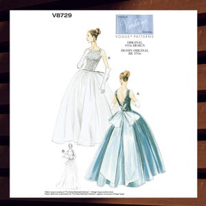 Sewing Pattern for Womens Ball Gown - Size 6 8 10 12 or 14 16 18 20 - Evening Gown, Wedding - UNCUT F/F - Reissued 1956 Vogue 8729 V8729