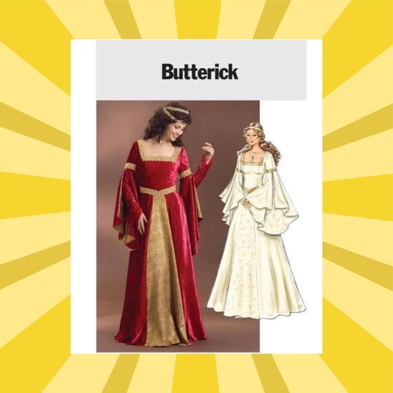 Sewing Pattern for Womens Renaissance Costume - Size 6 8 10 12 or 14 16 18 20 Fitted Maxi Dress - UNCUT F/F - Butterick 4571 B4571