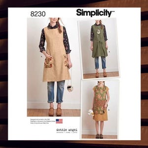 Sewing Pattern for Womens Aprons - Size XS S M L XL (6-24) Apron Dress, Reversible Tabard in 3 Styles - UNCUT F/F - Simplicity 8230 S8230