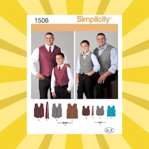 Sewing Pattern for Big Men and Husky Boys Vest, Tie & Bow Tie - Size Boy (S M L) + Men (1X 2X 3X 4X 5X) - UNCUT F/F - Simplicity 1506 S1506