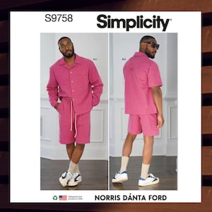 Sewing Pattern for Mens Shirt & Shorts - Size 34 36 38 40 42 or 44 46 48 50 52 by Norris Dánta Ford - Uncut F/F - Simplicity 9758 S9758