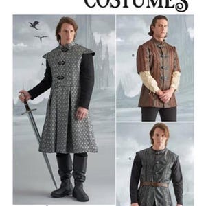 Simplicity S9593 Mens Medieval Coat, Jacket, Vest Costume. Paper Sewing Pattern. New, Uncut, Factory Folded.