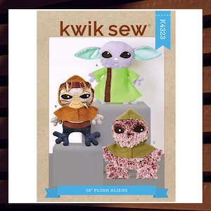 Sewing Pattern for Alien Dolls and Clothes - 18&quot; Plush Baby Alien Stuffed Toys - UNCUT F/F - OOP Kwik Sew 4323 K4323