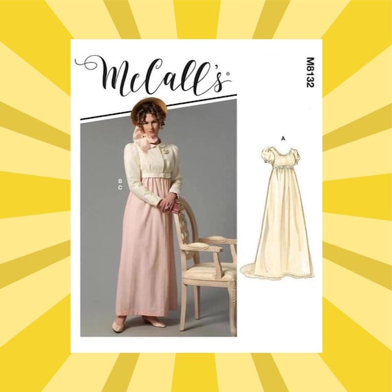 mccalls empire waist dress pattern Sewing for Womens Regency - Size 6 8 10 12 14 or 14 16 18 20 22 Gown & Jacket - UNCUT F/F - 8132 M8132 Color:Soft Pink how to draft an empire waist dress memo-1382 Camilyn Beth Go Go