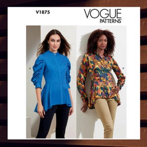 Sewing Pattern for Womens Peplum Tops - Size 18 20 22 24 26 Shaped Hem with A B C D Cups - Uncut F/F - Vogue 1875 V1875