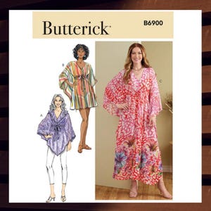 Butterick 6900 B6900 Easy Sewing Pattern for Womens Caftans - Size 8 10 12 14 16 or 18 20 22 24 26 Cover-up & Tunic - New Uncut F/F