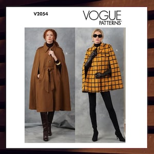 Vogue Sewing Pattern for Womens Cape Jacket, Womens Cape