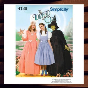 Sewing Pattern for Womens Dress Costume - Size 6 8 10 12 or 14 16 18 20 22 Wicked Witch, Dorothy, Glinda - UNCUT F/F - Simplicity 4136 S4136