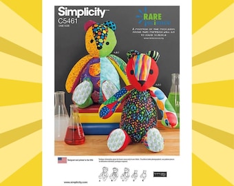 Sewing Pattern for Stuffed Bears 18" and 22" Bears with Accessories by Elaine Heigle Designs - UNCUT F/F - Simplicity 5461 C5461