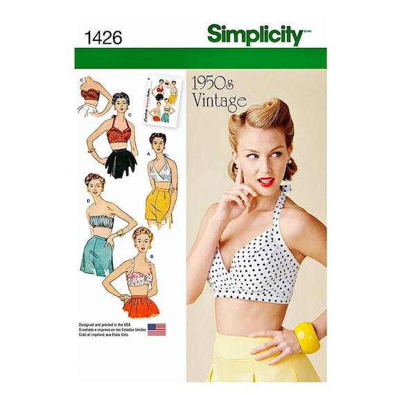 Sewing Patterns for Womens Tops Retro 50s Halter and Bra Pin-up Girl Tops  Simplicity 1426 Size 4 6 8 10 12 or 14 16 18 20 22 NEW UNCUT F/F -   Sweden