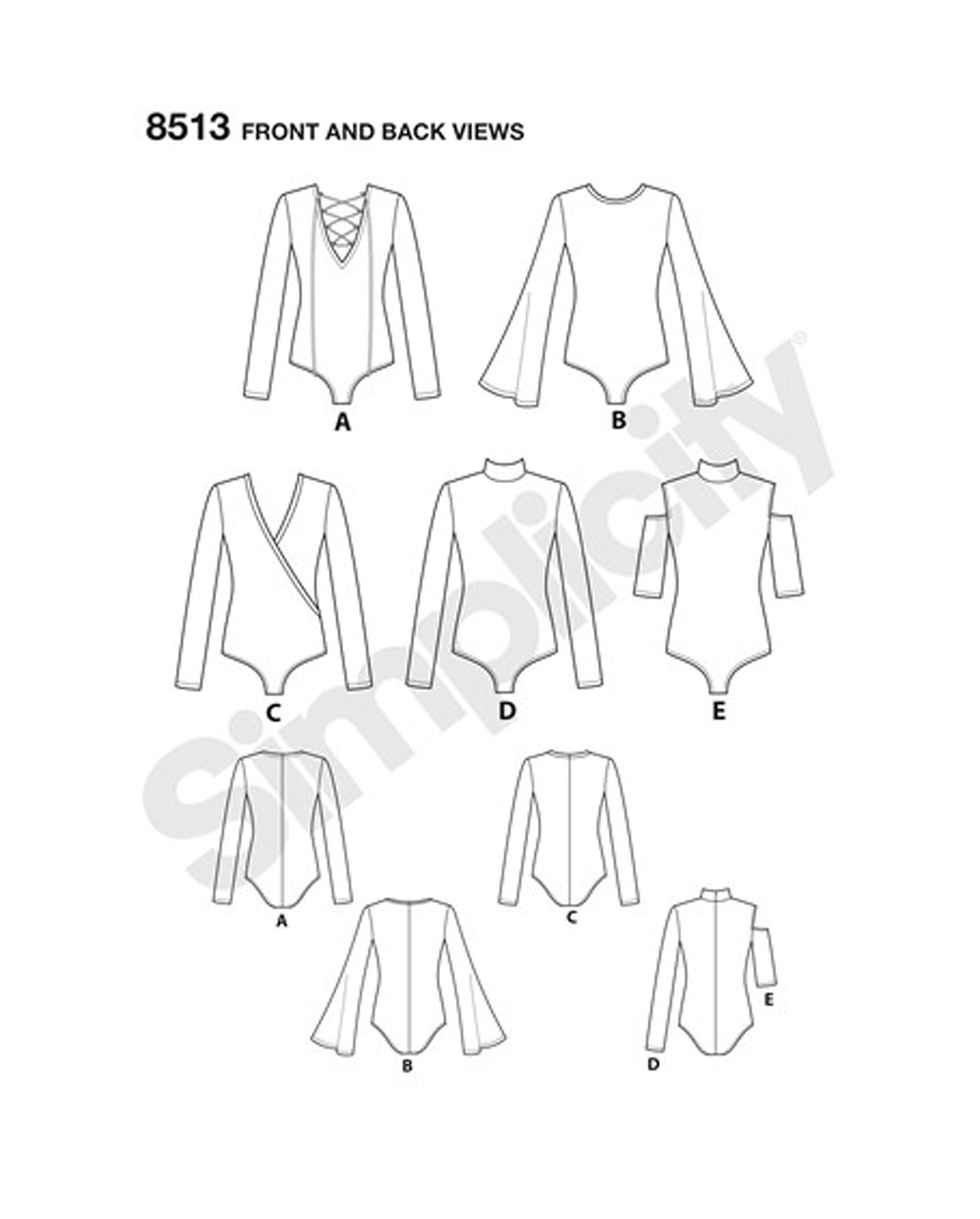 Women's Knit Bodysuits Sewing Pattern Simplicity 8513 Etsy