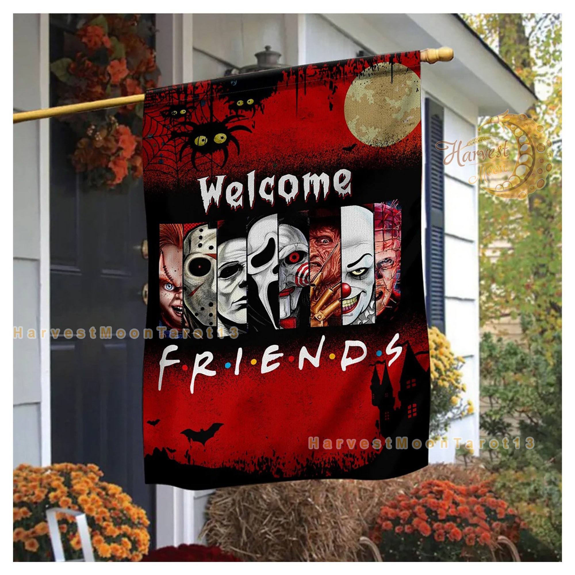 Discover Personalized Welcome Friend Horror Movie Halloween Garden Flag