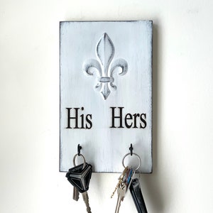 His and Hers Key Holder, Key Organizer, Key Hooks, Couples gift, Rustic Home Decor