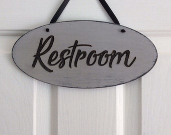 Restroom Sign, Wood Restroom sign, Business Sign, Bathroom Door Sign, Restroom Decor