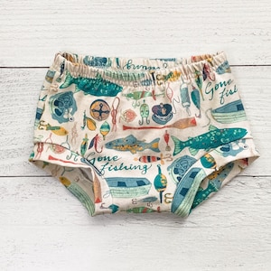 Fly Fishing Baby Shorts | Woodland Toddler Infant Shorties | Fishing Outdoors Boy Shorts | Summer Camp Bummies | Baby Boy Shorts