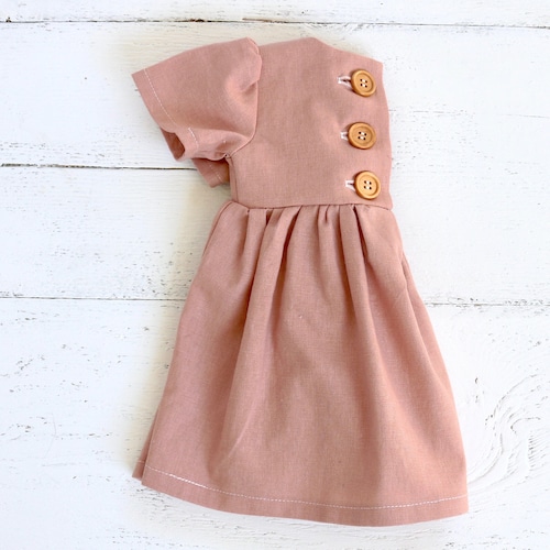 Dusty Rose Linen Baby Dress Infant Sleeved Dress Button Etsy