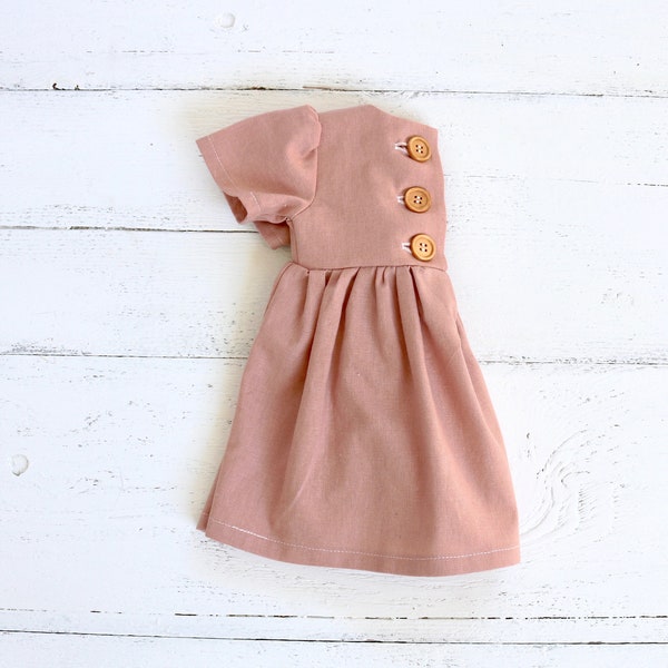 Dusty Rose Linen Baby Dress | Infant Sleeved Dress | Button Backed Toddler Dress | Girls Spring Clothes | Light Pink Easter Dress Outfit