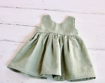 Seafoam Green Linen Baby Dress | Infant Tank Dress | Button Backed Toddler Dress | Girls Summer Clothes | Light Green Easter Dress Outfit