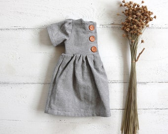 Light Grey Linen Baby Dress | Gray Infant Sleeved Dress | Button Backed Toddler Dress | Girls Winter Clothes | Christmas Dress | Baby Outfit