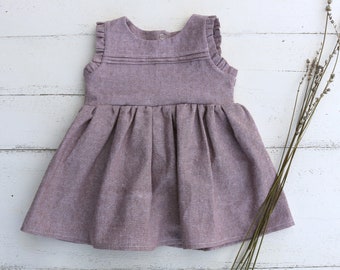 Dusty Lavendar Purple Linen Baby Dress | Infant Tank Dress | Cotton Sleeveless Toddler Dress | Girls Spring Clothes | Easter Dress