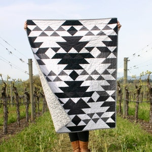 Black White & Gray Modern "Tribal Pattern" Baby Quilt/Toddler/Crib Quilt + Custom + Gender Neutral + Ombre