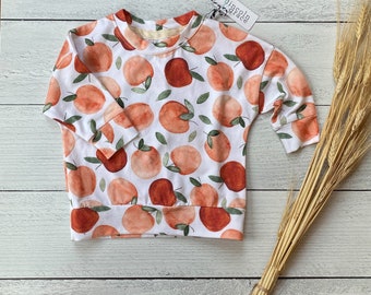 READY TO SHIP Toddler Fall Apples Pullover Crewneck | Autumn Watercolor Knit Baby Sweatshirt |  Child Long Sleeve Shirt | Kid Fall Outfit