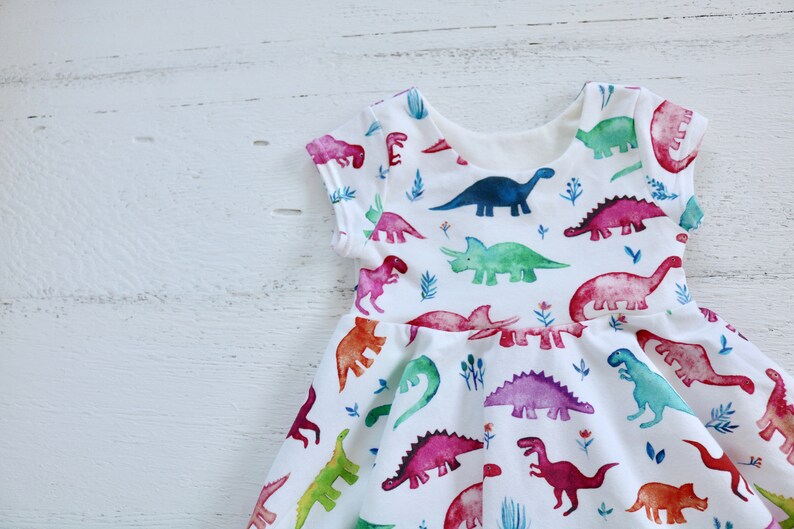 Girl Birthday Dress Infant Tank Top Dress Rainbow Baby Dinos Summer Outfit Baby Girl Dinosaur Dress Watercolor Dino Clothes