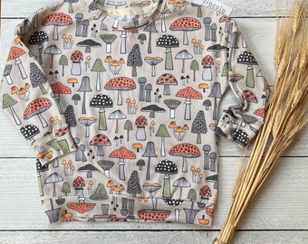 Toddler Fall Mushrooms Pullover Crewneck | Autumn Watercolor Knit Baby Sweatshirt |  Child Long Sleeve Shirt | Kid Fall Outfit