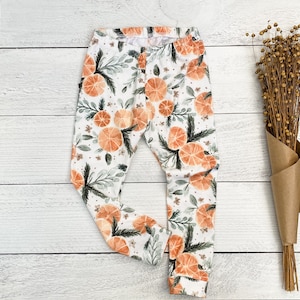 Baby Holiday Citrus Leggings | Christmas Orange Mandarin Pants | Toddler Holiday Leggings | Christmas Outfit | Boy Winter Outfit