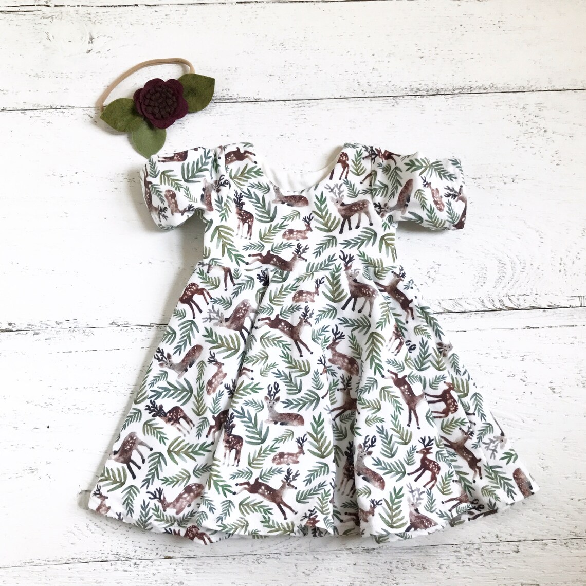 Deer Baby Dress// Infant 3/4 Sleeve Dress // Fawn Baby Girl Etsy