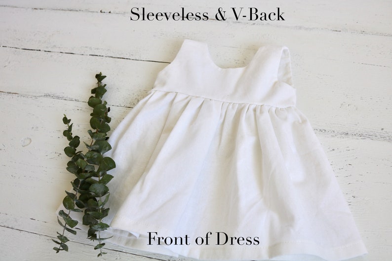 White Linen Baby Dress Infant Sleeveless Dress Button Etsy