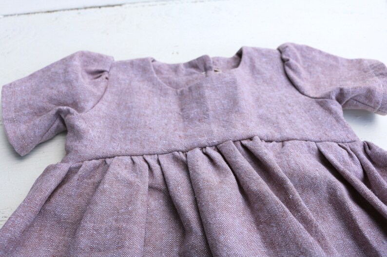 Dusty Lavendar Purple Linen Baby Dress Infant Sleeved Dress Etsy