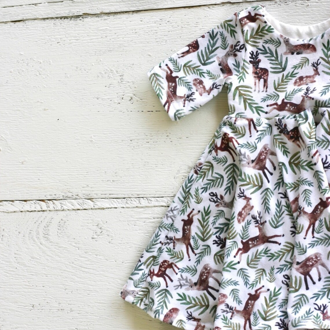 Deer Baby Dress// Infant 3/4 Sleeve Dress // Fawn Baby Girl Etsy